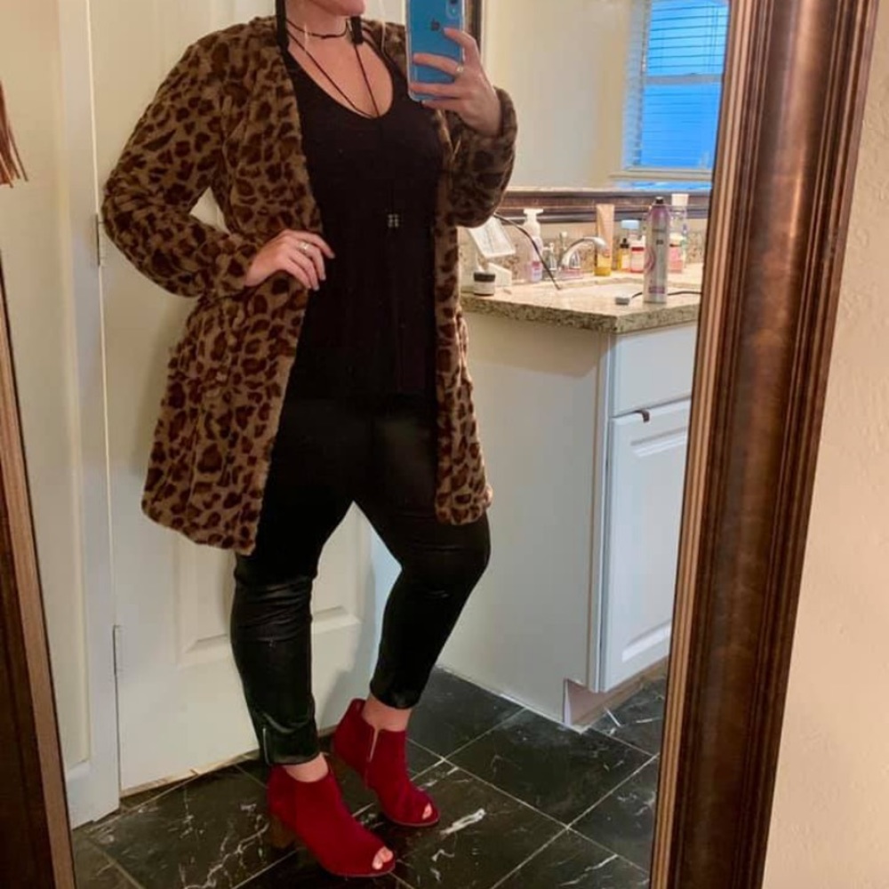 Leopard faux fur cardigan